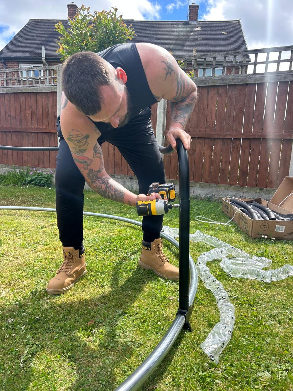 Davis Transport Services team member on site for a garden job